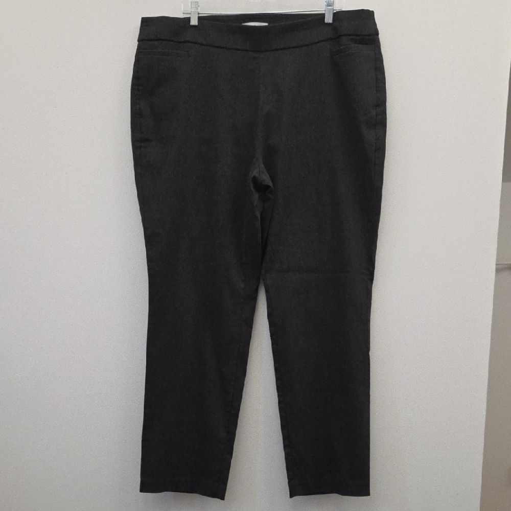 Liz Claiborne Dark Gray Women's No-Zip Lisa Trousers, 16W